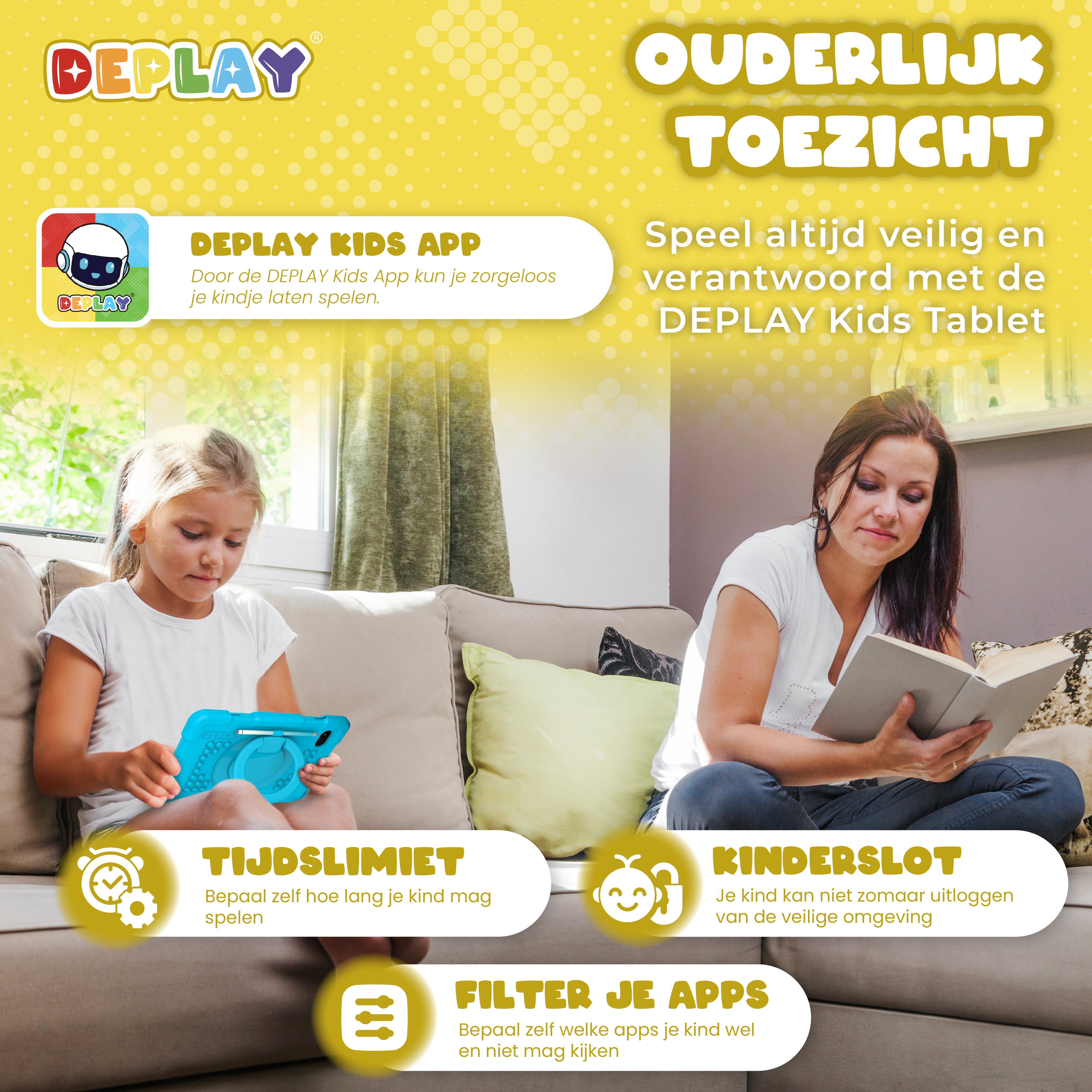 DEPLAY Kids Tablet (10') PRO 4 | Bestes Kindertablet | Blau oder Rosa