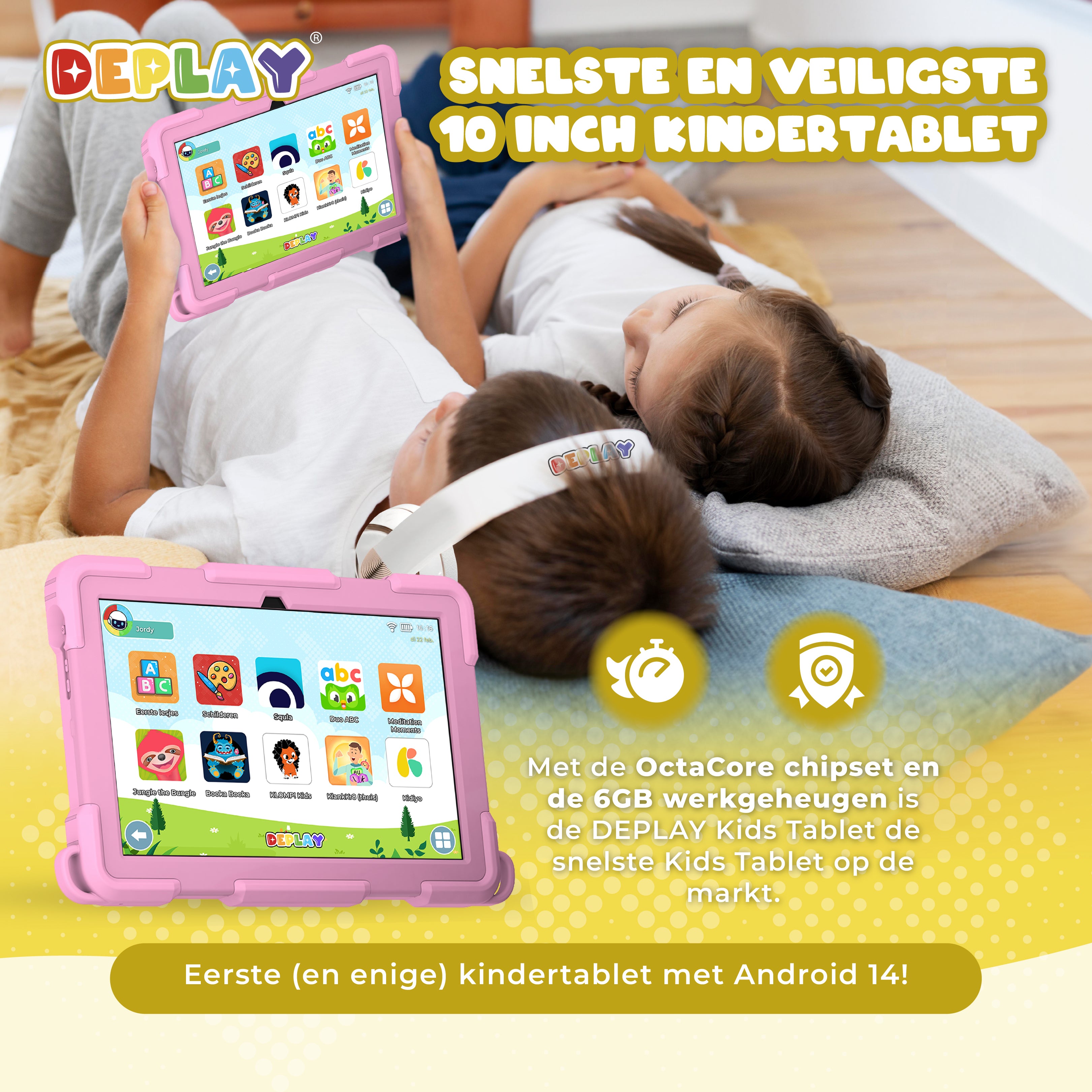 DEPLAY Kids Tablet (10') PRO 4 | Bestes Kindertablet | Blau oder Rosa