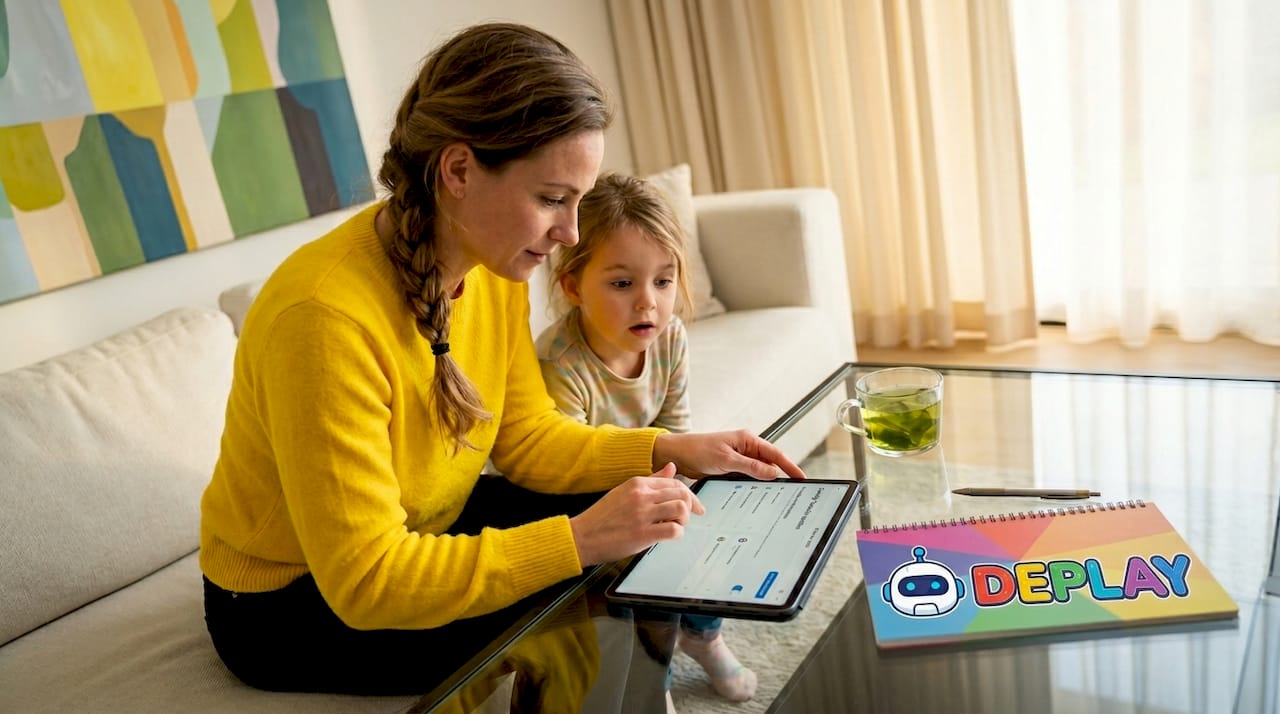 Een ouder stelt ouderlijk toezicht in op de tablet van hun kind.