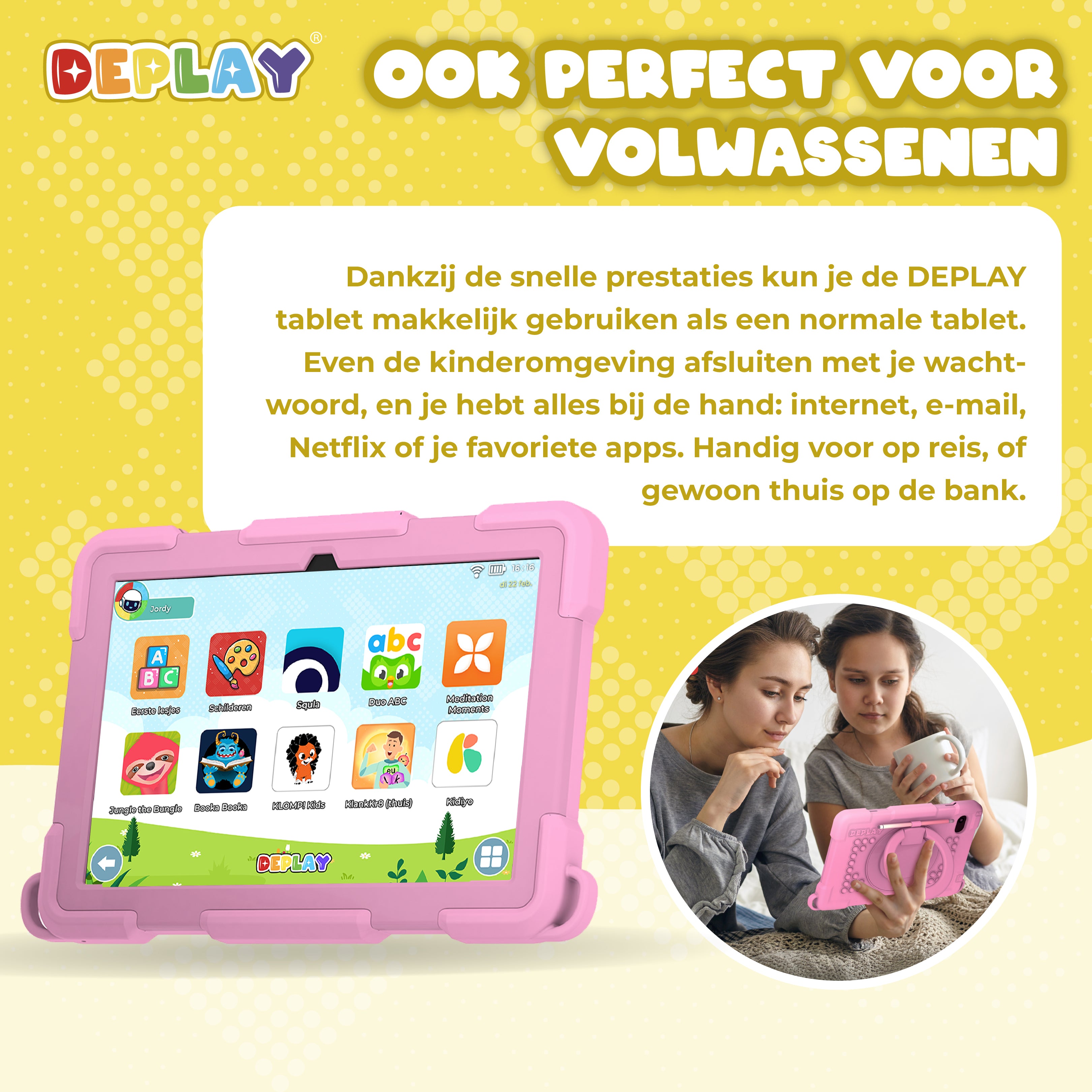 DEPLAY Kids Tablet (10') PRO 4 | Bestes Kindertablet | Blau oder Rosa