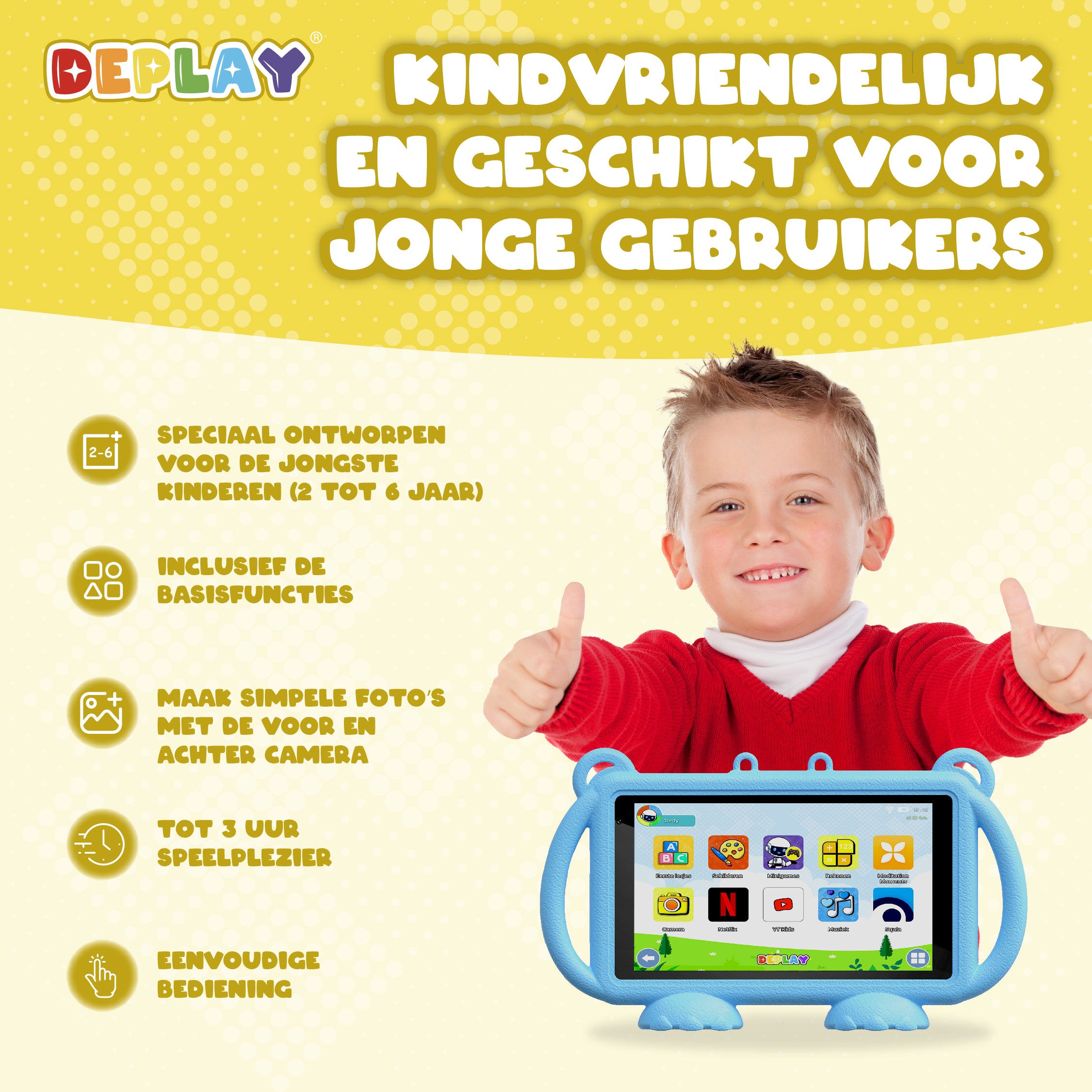 DEPLAY Kids Tablet LITE 4 (7'') | Bestes Kinder-Tablet | Blau oder Rosa