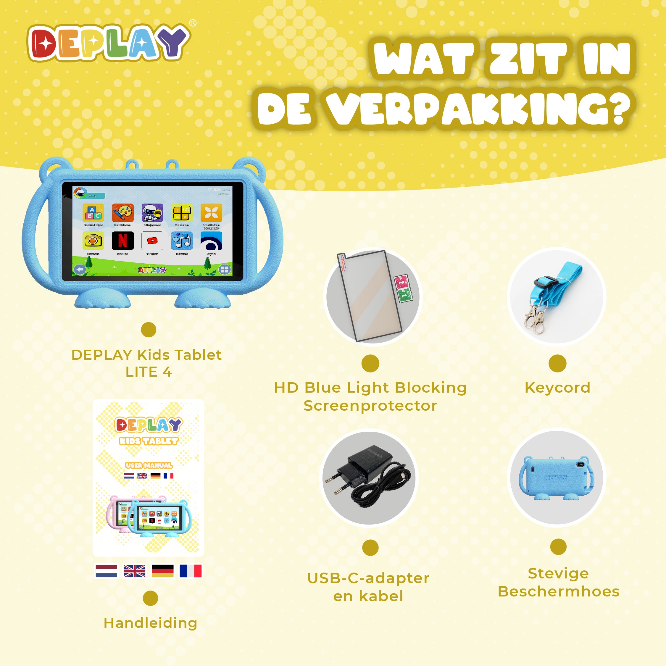 DEPLAY Kids Tablet LITE 4 (7'') | Bestes Kinder-Tablet | Blau oder Rosa