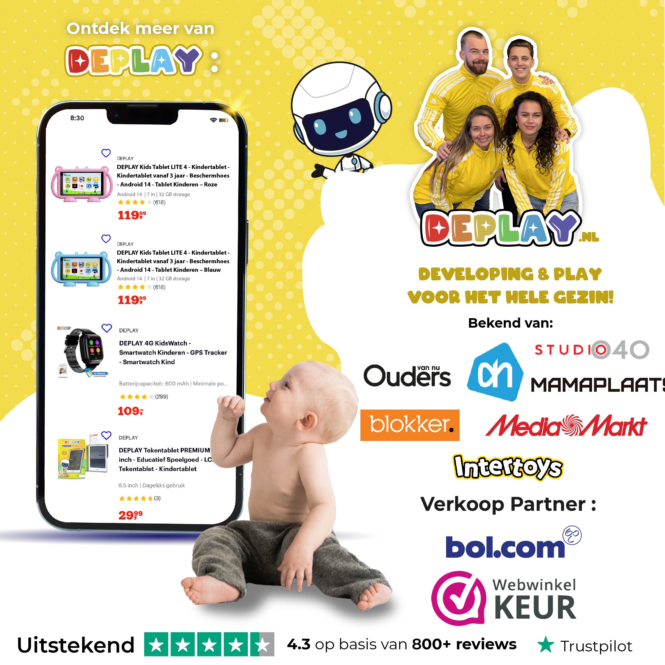 DEPLAY Kids Tablet LITE 4 (7'') | Bestes Kinder-Tablet | Blau oder Rosa
