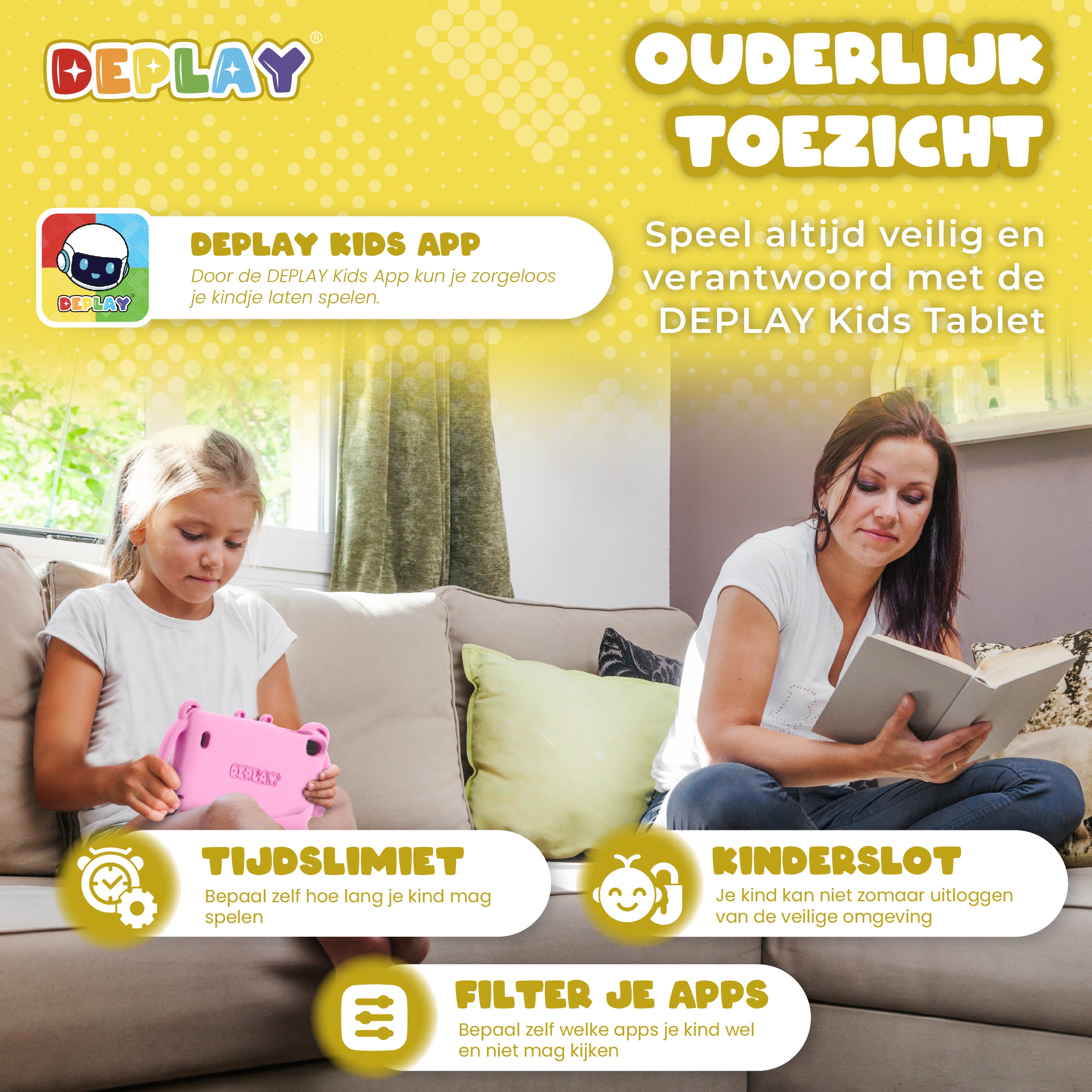 DEPLAY Kids Tablet LITE 4 (7'') | Bestes Kinder-Tablet | Blau oder Rosa